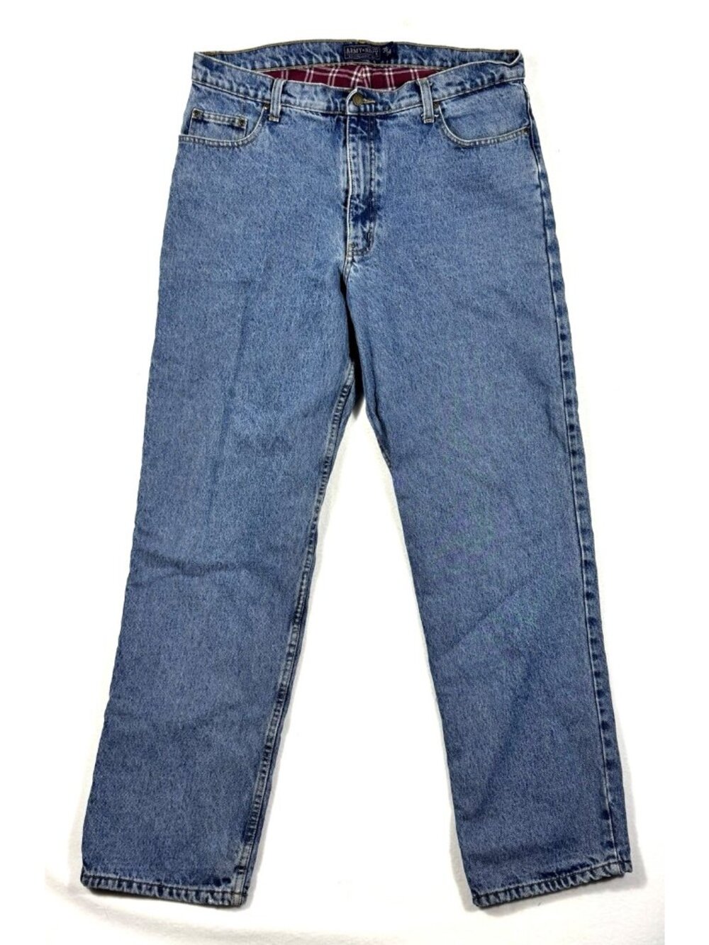 Army Navy Fleeced Lined Blue Denim Jeans 38/34 Workwear Relaxed Fit